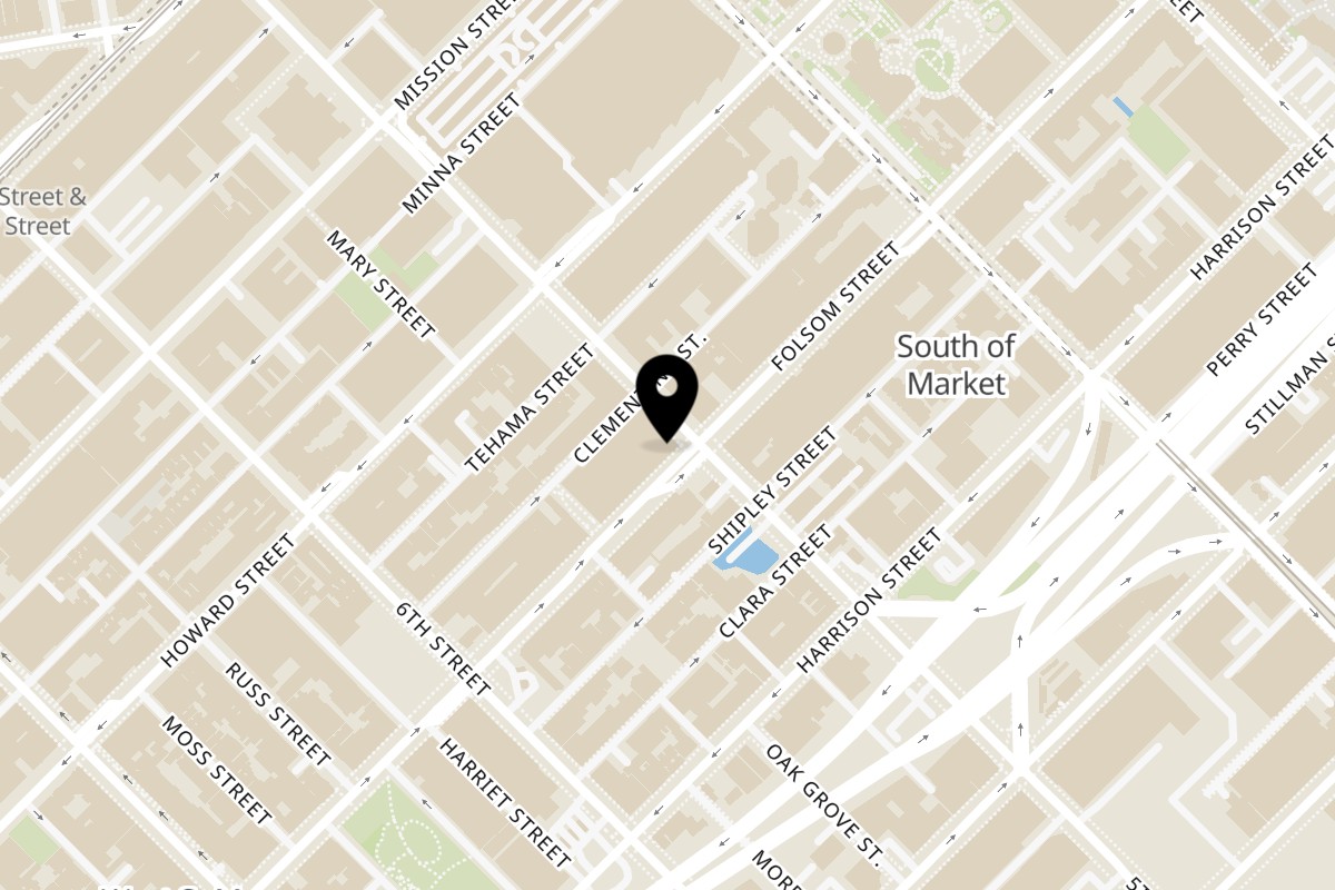 Map showing the location of Clayton Farms San Francisco on 280 5th St in San Francisco